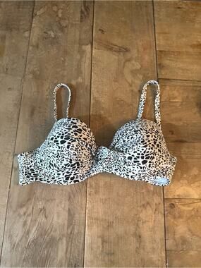 Victoria's Secret Black and White Animal Print Bikini Top